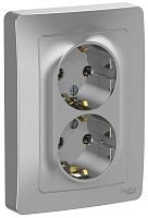 Розетка с заземлением Systeme Electric Blanca 1-м. 2-мод. алюминий картинка